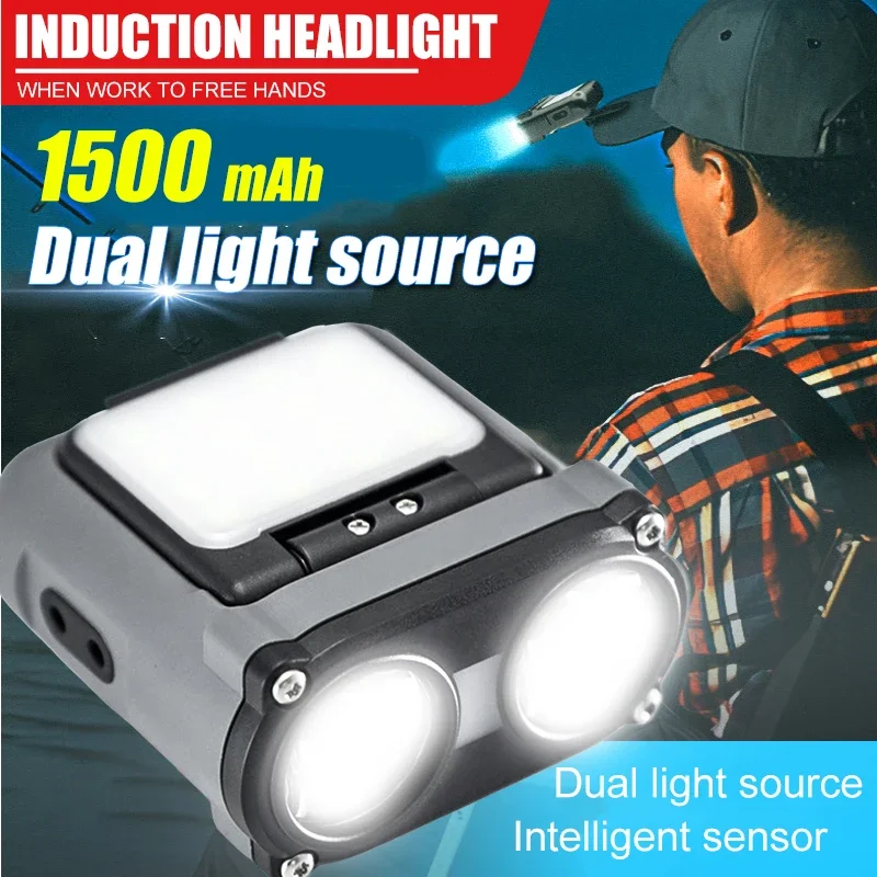 Sensor Owl Headlamp Type-C Rechargeable Headlight Portable Rotating Hunting Lights Led Flashlight Fishing Front Bicycle Light