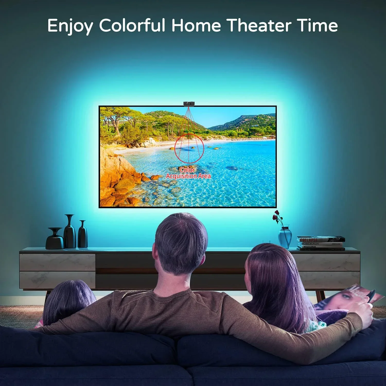 

Новая светодиодная лента для подсветки телевизора RGB AR Color Gamut Sensor Collects Some Colors on The TV 12,5 футов для 55-65 TV-16,4 фута 70-85 дюймов