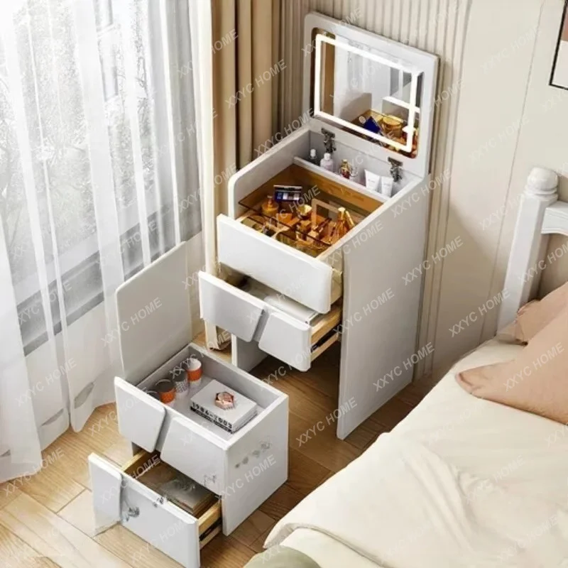 Modern Bedroom Makeup Table White Cabinet Led Mirror Storage Vanity Set Modern Drawer Tavolo Trucco  Furniture LJ50DT