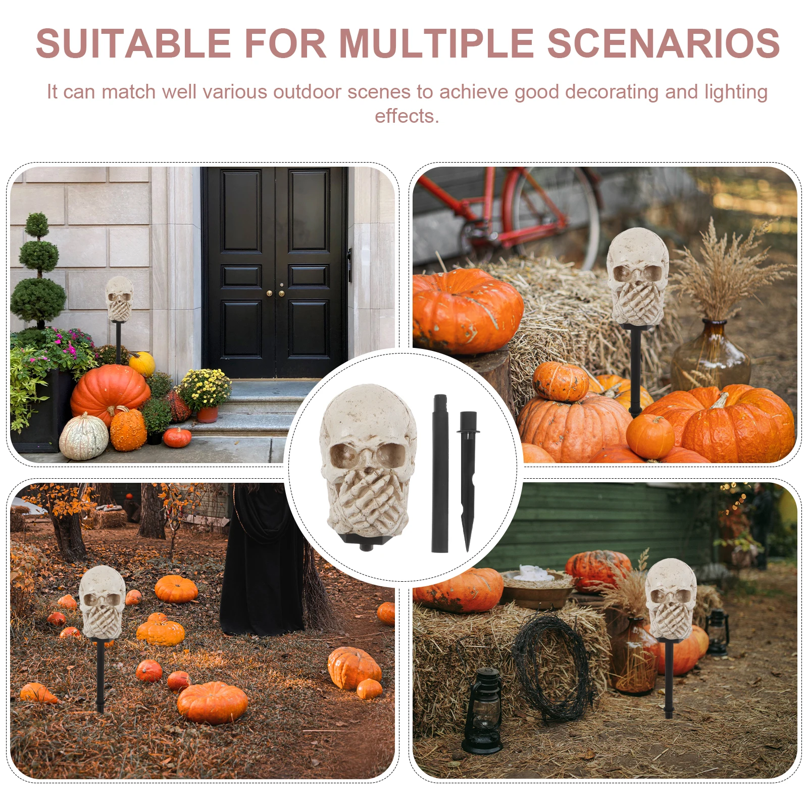 

s Skull Solar Stake Lamp for Halloween Outdoor Garden Decorative Yard Lights Atmosphere Lighting Globe Christmas