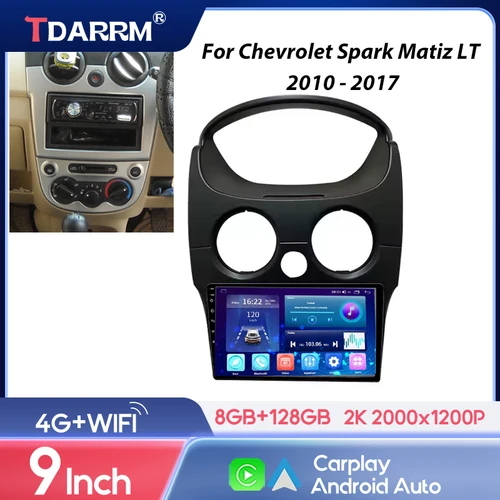 Imagen 1 del producto Para Chevrolet Spark Matiz LT 2010-2017 9 ""Android coche Multimedia radio de coche reproductor de vídeo GPS CarPlay Auto 4G unidad principal estéreo
