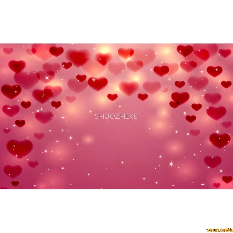 Happy Valentine's Day Theme Photography Background Red Rose Love Heart  Valentines Party Banner Decoration Backdrop Supplies