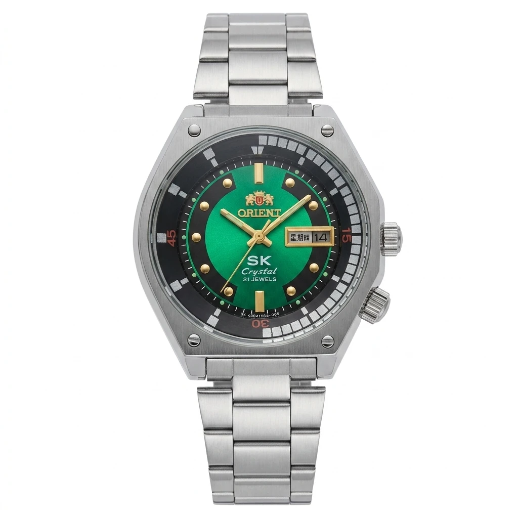 ORIENT SK Crystal Automatic Dive Watch 22 Jewels Day Date Luminous