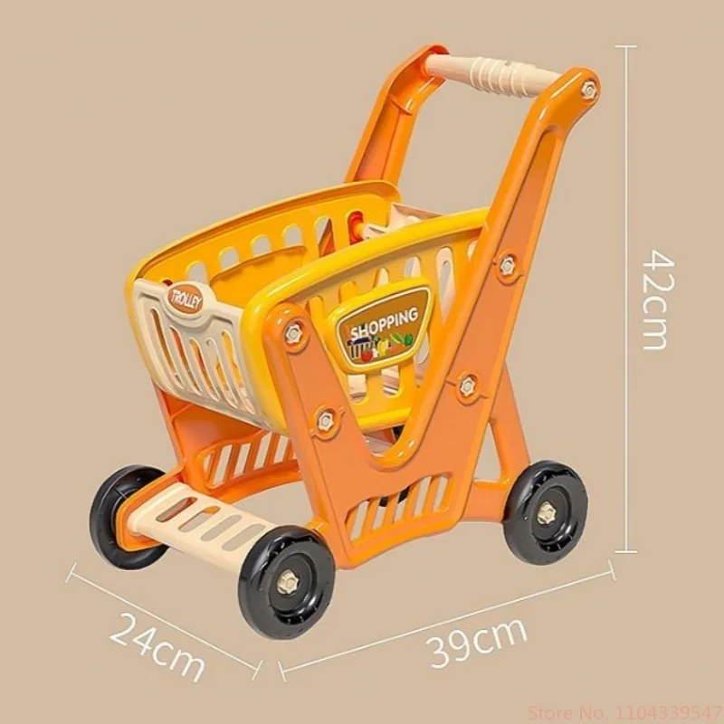 Children Supermarket Shopping Driver Cart Pretending Toy Children Mini Basket Simulated Cutting Food Fruit Kitchen Toy Gift