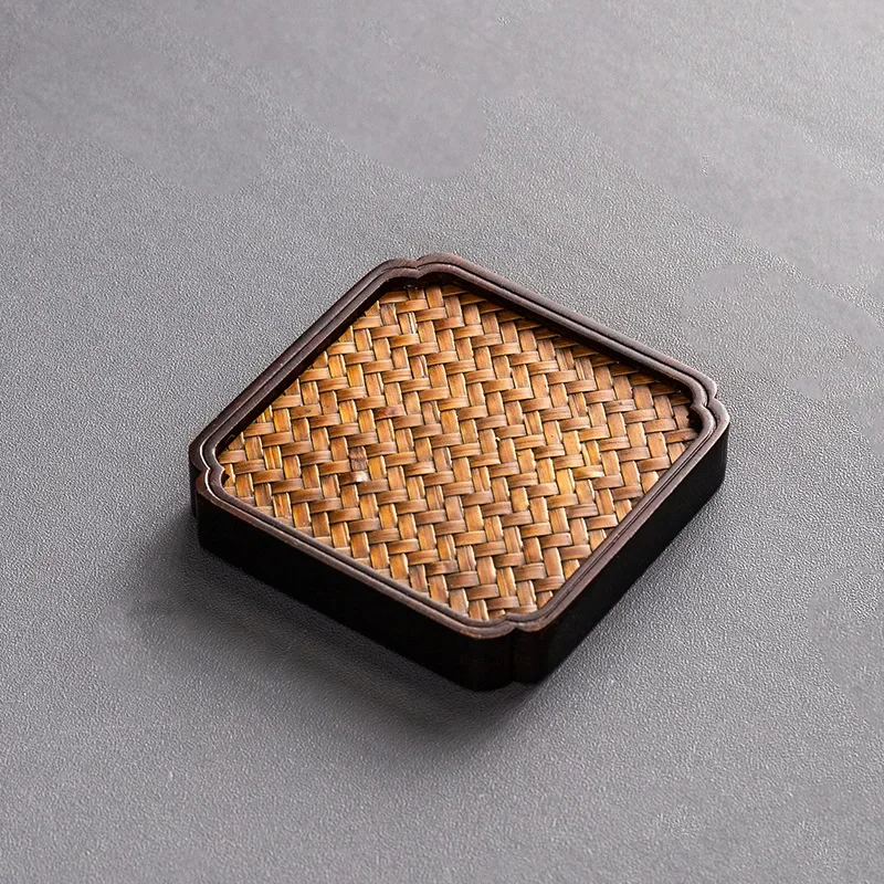 Bamboo Mat Noodle Tea Tray Dry Soaking Tray Woven Mat Noodle Coaster Kung Fu Tea Set coffee table decor