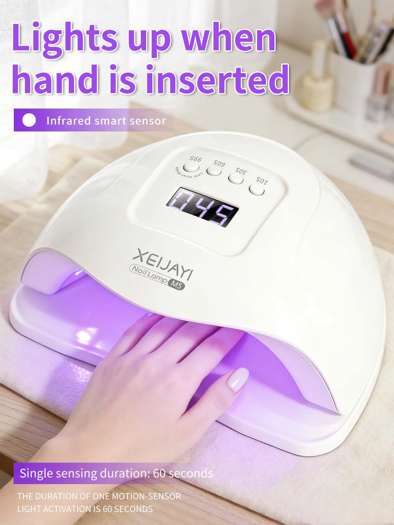 1pc White UV LED Nail Lamp 24 Lamp Beads Professional Nail Dryer Gel Polish Light, UV Nail Light With 4 Timer Setting LED Dryer