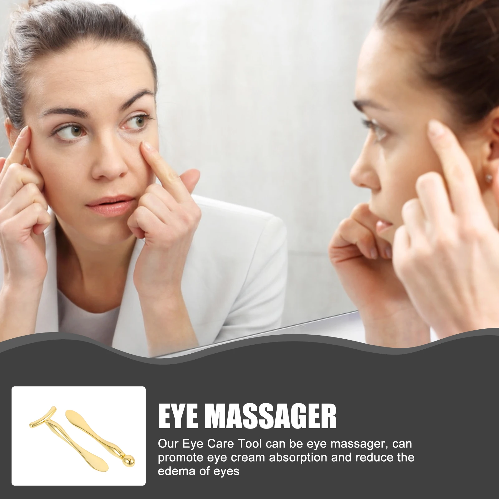 2pcs T Shape Cream Stick Set Metal Care Tool For Eye Cream Applicator Anti Puff Eye Roller Wrinkle Reduction Facial Massage