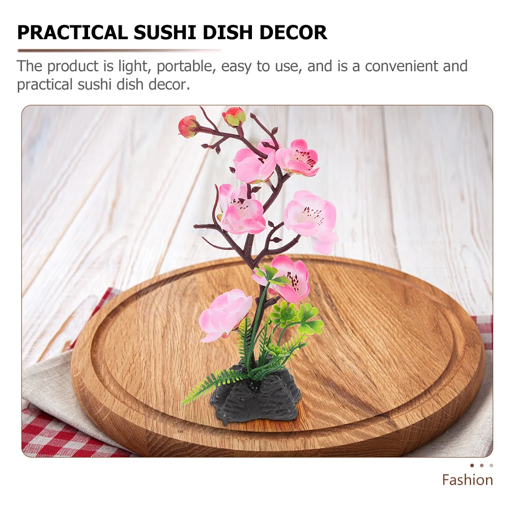 

2Pcs Sushi Plate Artificial Flowers Decoration Cold Dish Ornaments Portable Serving Plate Faux Plants Dish Decor