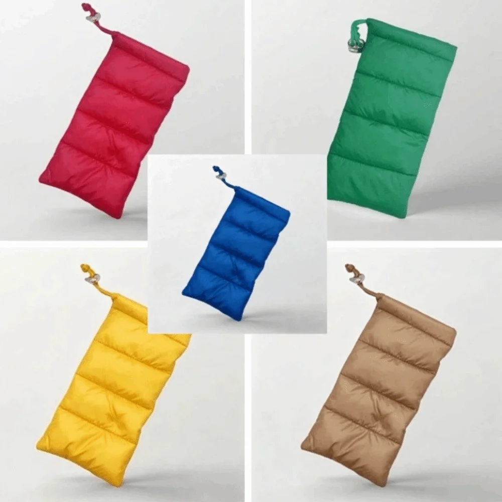 Down Jacket Quilted Padded Eyeglass Case Soft Shockproof Spectacle Case Lightweight Drawstring Eyewear Protector Daily Use