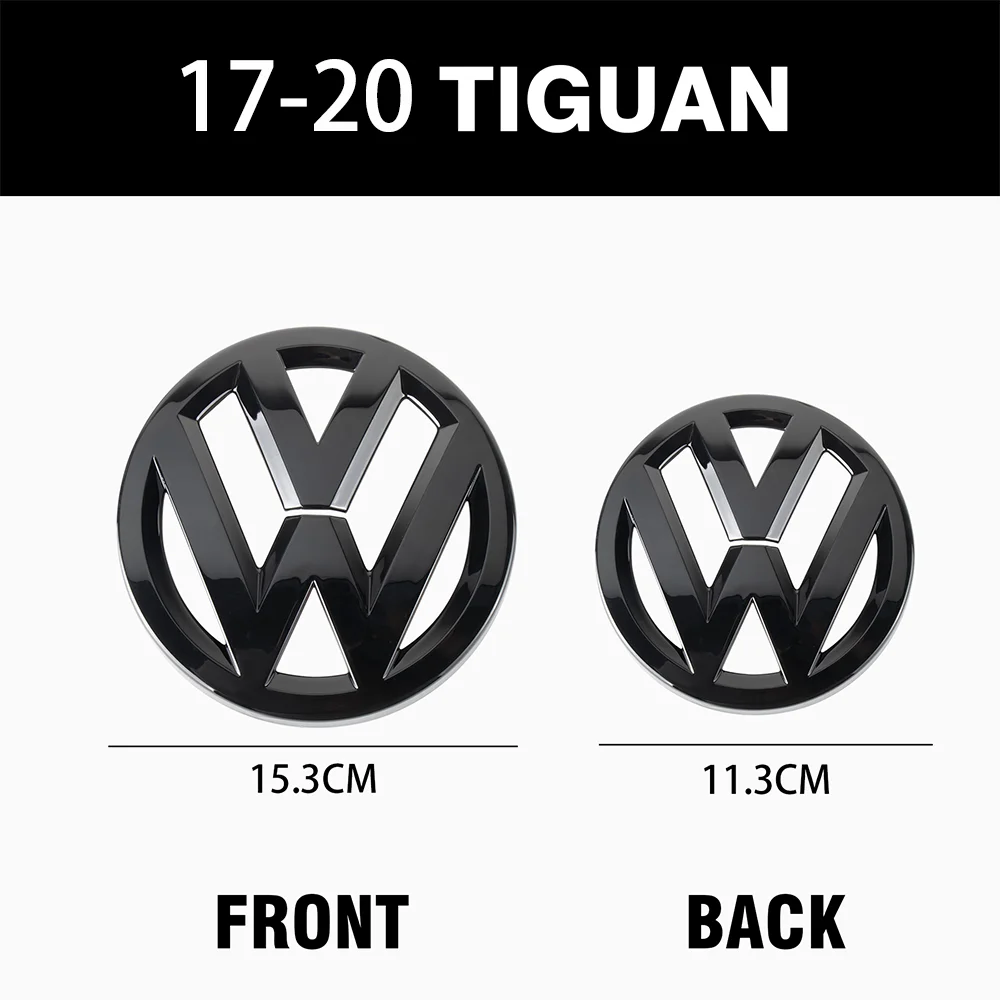 1set Glossy black/Matte black Car Front Grill Badge Emblem Stickers Car Logo Accessories For VW Tiguan MK2 2017-2020 Without ACC