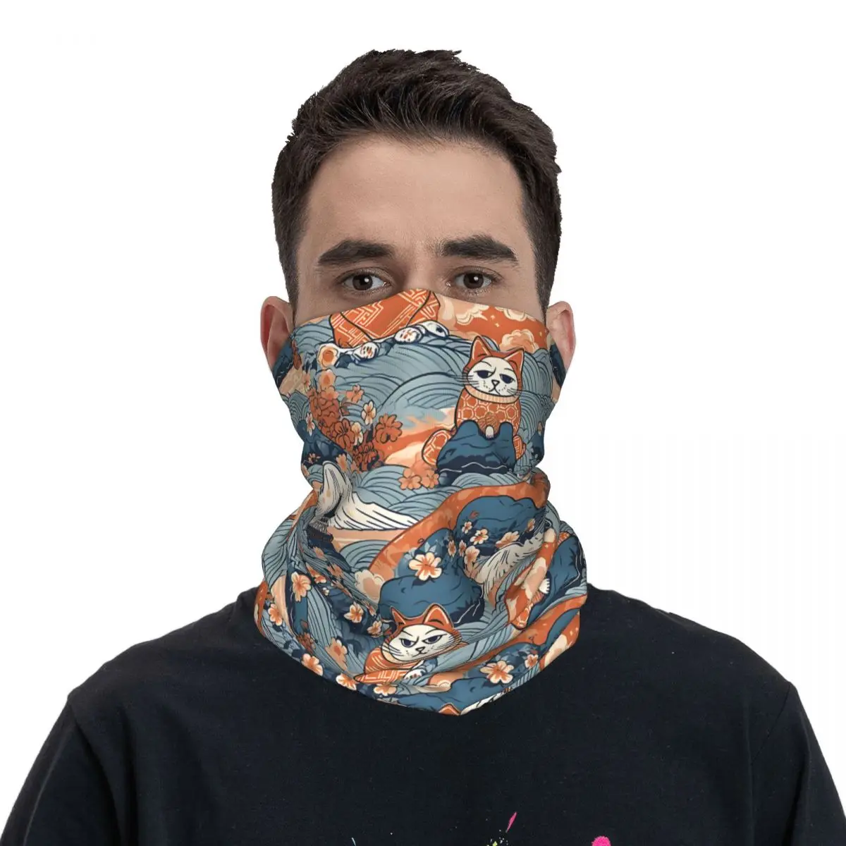 Magic Judging Japanese Cat Scarf Neckerchief Neck Face Mask Polyester