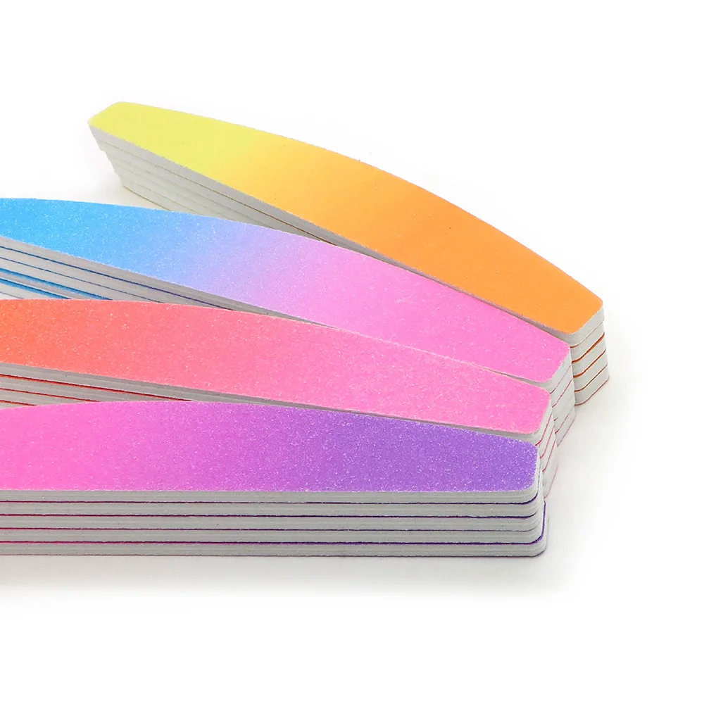 5 قطعة/المجموعة المغلفة ورقة التدرج نصف القمر ملفات الأظافر 180/180 حصى أدوات مانيكير المهنية للأظافر الطبيعية الرملي تلميع