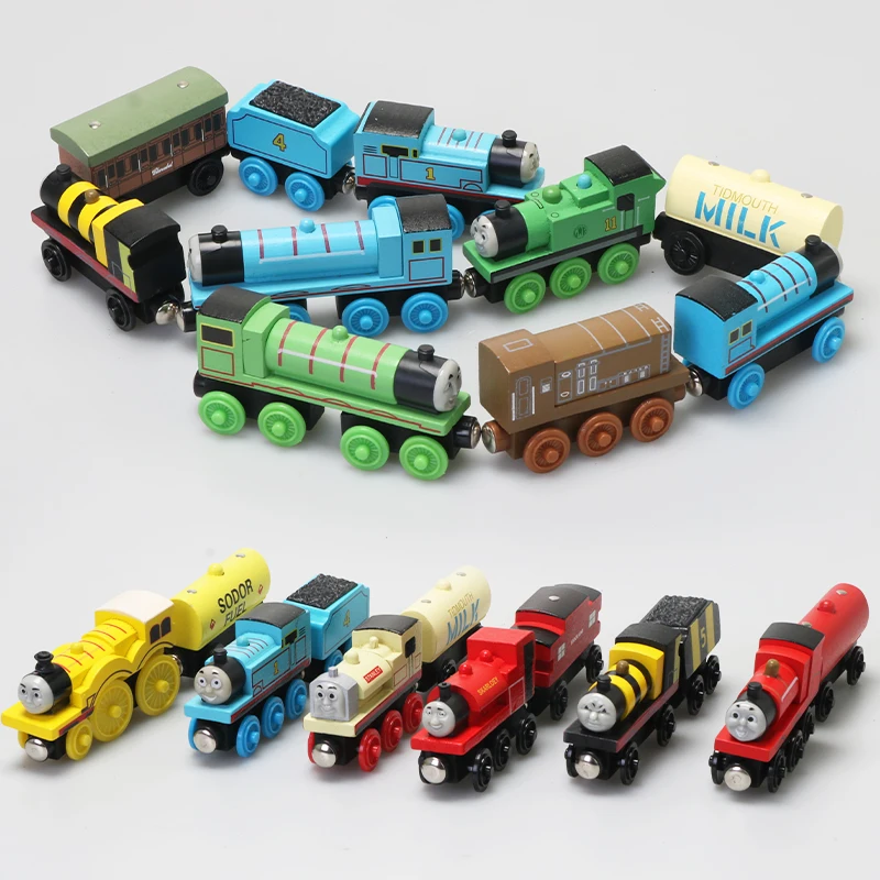 Деревянная железная дорога Thomas & Friends, игрушечный поезд Джеймс Перси скарлой, направляющий поезд с деревянным двигателем для детей