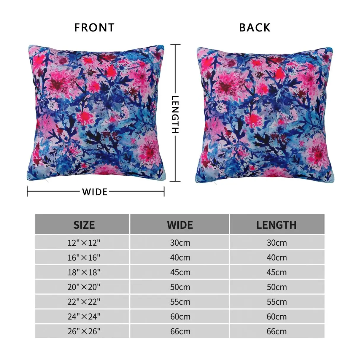 Blue Leaves Pink Daisies Square Pillowcase Polyester Linen Velvet Printed Zip Decorative Pillow Case Home Cushion Case
