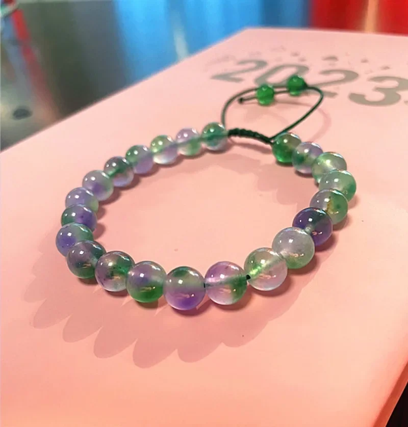 Customized Green jade Emerald 8MM Beads Hand Knotting Bracelet Accessories DIY Jewellery Fashion Man Woman Luck Amulet New