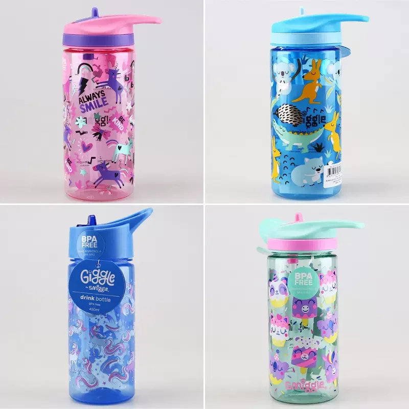 Australia Smiggle Students Folding Straw 450ml Cup Portable Cute Cartoon Children Cup Learning Kettle Sports Cup Birthday Gift