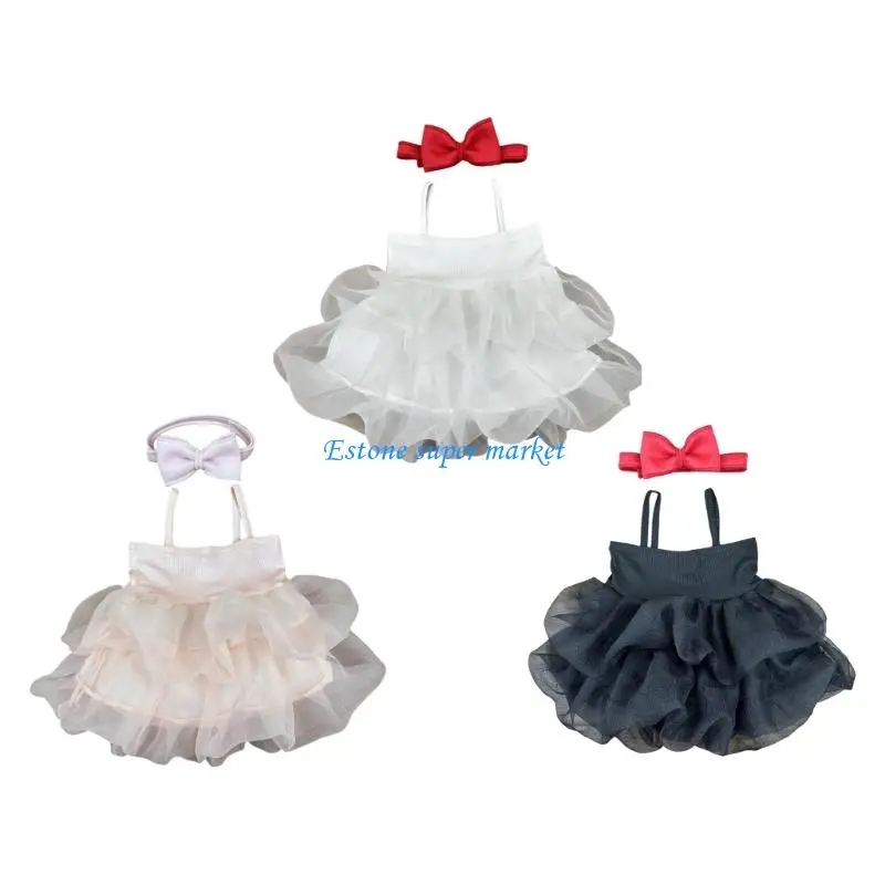 

090B Elegant Newborn Photography Dress Soft Layered Tulle Skirt Props For Baby Girls Photoshoots with Matching Hairband