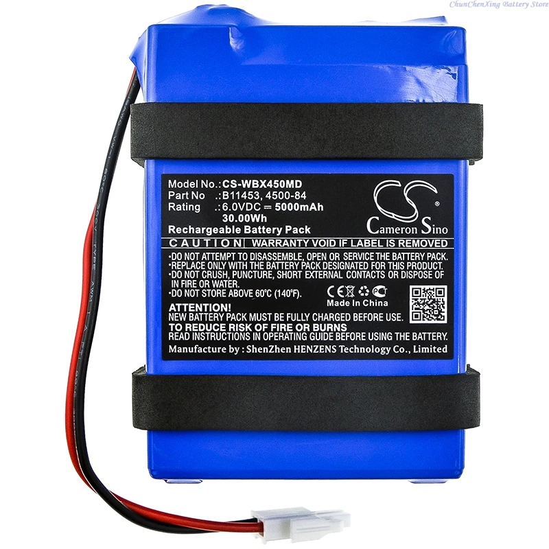 100% NEW 6.0V5000mAh Replacement Battery for Welch-Allyn Spot Vital Signs LXI Monitor 45NT0-E1 45MEO 45NEO 450TO Medical B11453