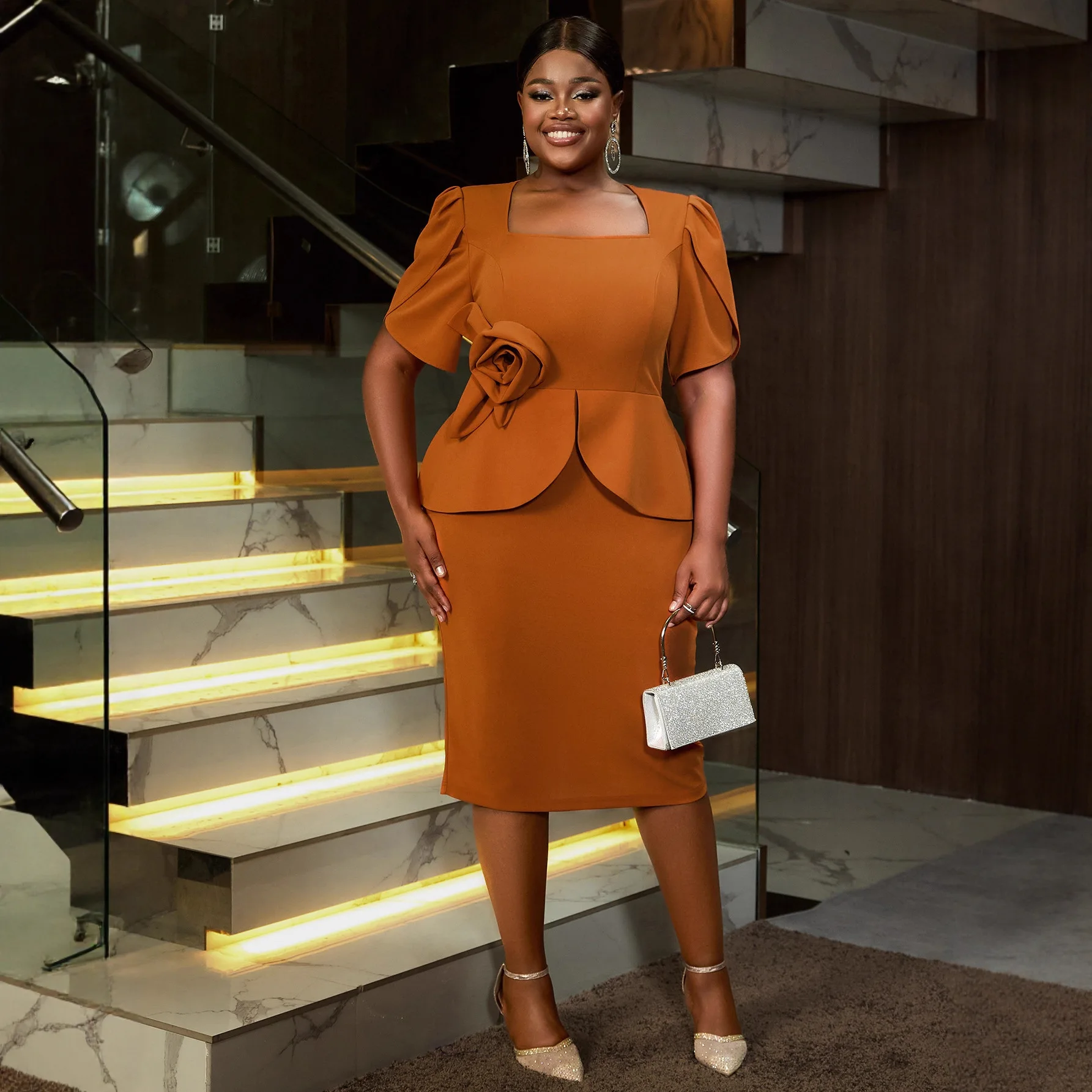 فستان أنيق للنساء لحفلات الزفاف الأفريقية قصيرة الأكمام حجم كبير Dashiki الملابس الأفريقية الخريف مساء Bodycon فساتين متوسطة الطول