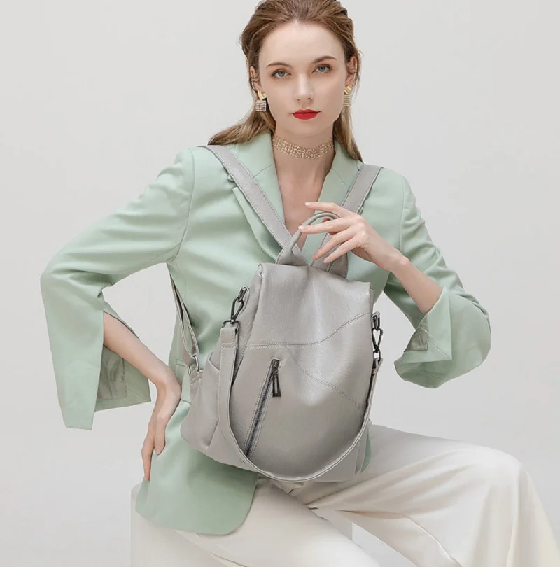 

New 2026 Fashion Luxury Large Capacity High Quality Leather Travel Backpacks Women's Anti Theft Shoulder Bags Laptop School Bag