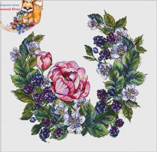 DIY Needle Work Blackberry wreath 40-42 Cross Stitch Set Counted Cross Stitch Kit  28ct 14ct 32ct Metallic aida