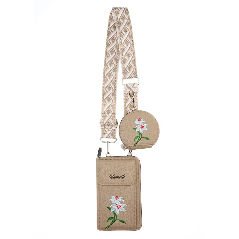 

2025 New Single Shoulder Crossbody Bag with Multiple Compartments,Embroidered Mobile Phone Bag, Women's Wallet