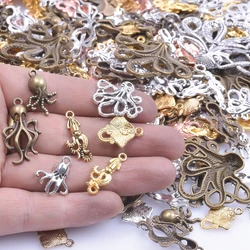 30/50/100Pcs Mix Antique Bronze Octopus Charms Shape Animal Pendant Charms For Jewelry Making Necklace Women Men Materials