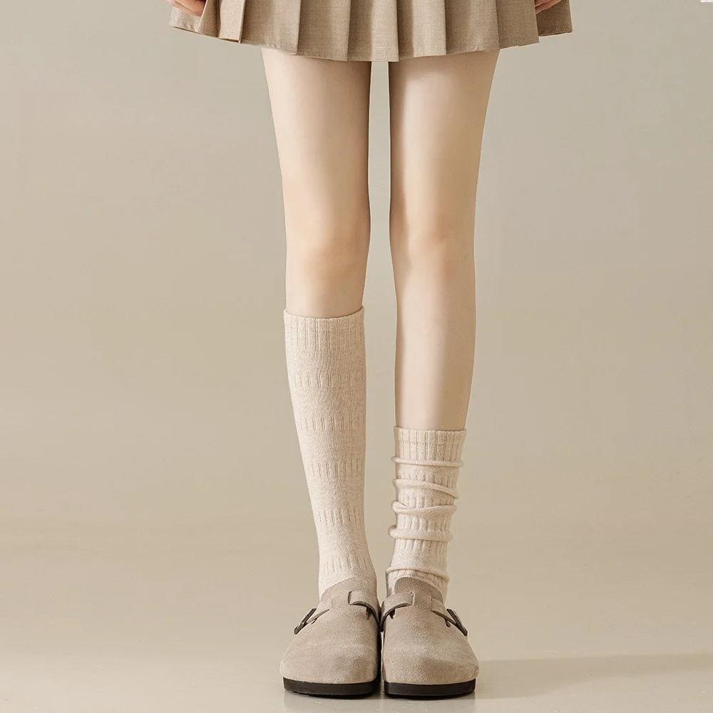 9 Pairs Spring Women's Breathable Solid Color Stockings Long Black School Socks for Girls Casual Socks Sets Cozy Slouch Socks