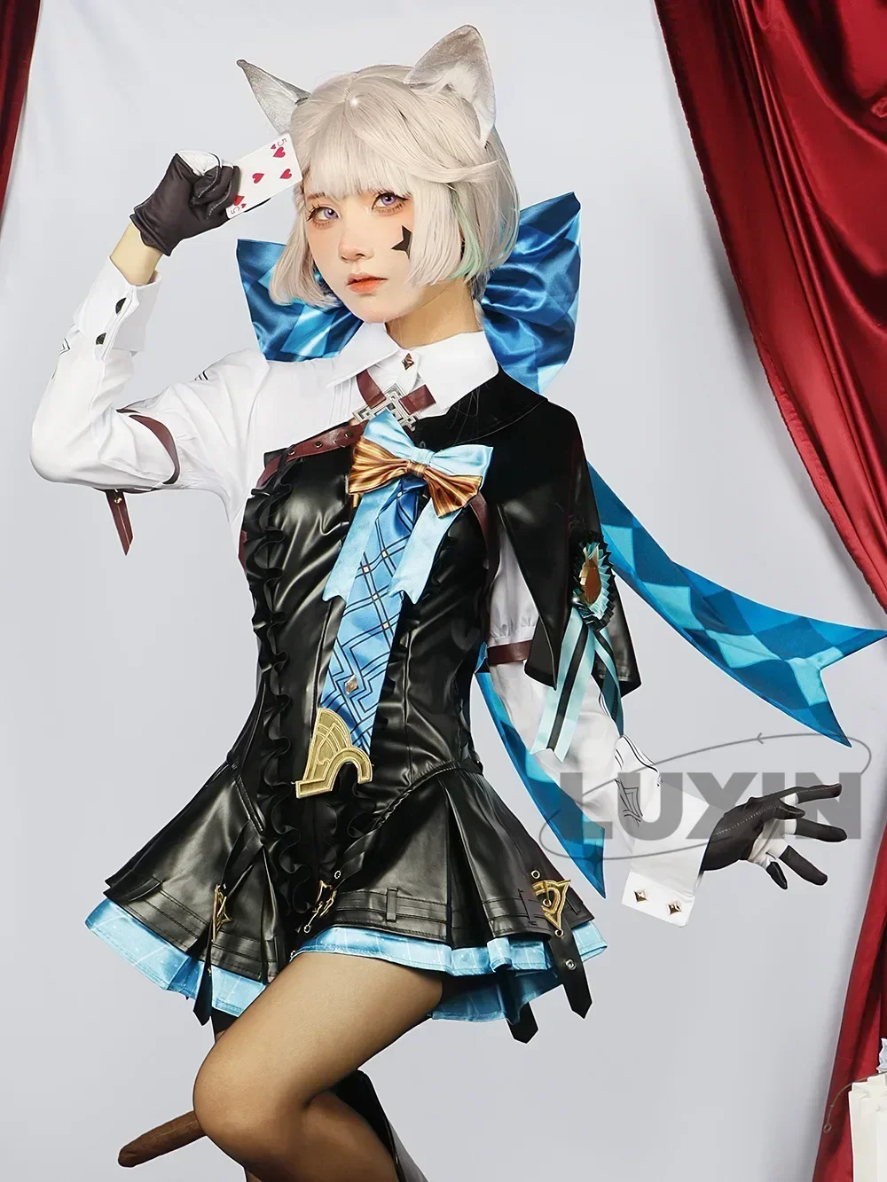 Lynette Cosplay Genshinimpact Lynette disfraz de mago uniforme traje peluca trajes Anime juego disfraces para fiesta de Halloween