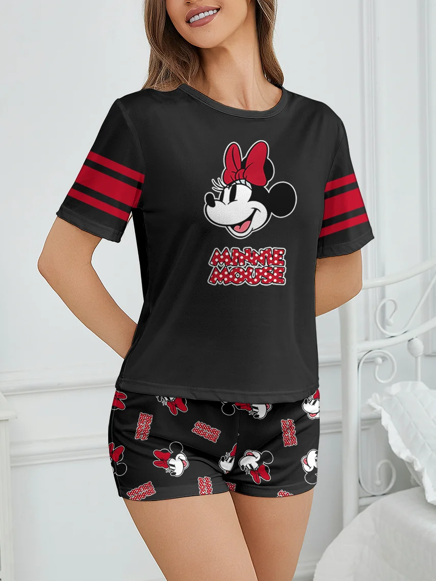 

Женский комплект из 2 предметов: топ с короткими рукавами и шорты с милым мультяшным рисунком Дисней Минни, домашняя одежда для сна