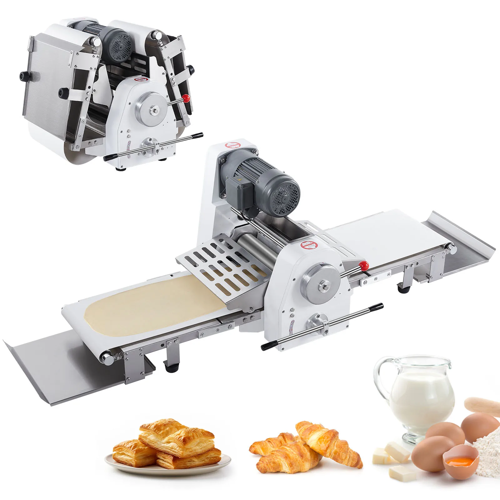 VEVOR-Machine de Shecirculation de Pâte Commerciale, Bouffée Réversible, Shecirculation de Patisserie et Rouleau de Pâte pour Pâtisserie, 15.7 Pouces, 19.7 Pouces