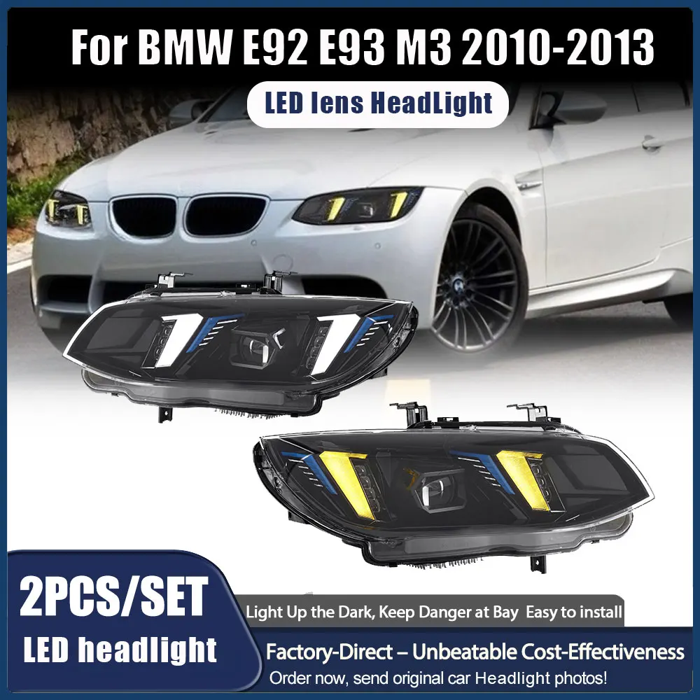 

Фара в сборе, светодиодная фара для BMW 3 серии E92 E93 M3 LCI 2010 2011 2012 2013, обновление дневных ходовых огней, стиль клыков