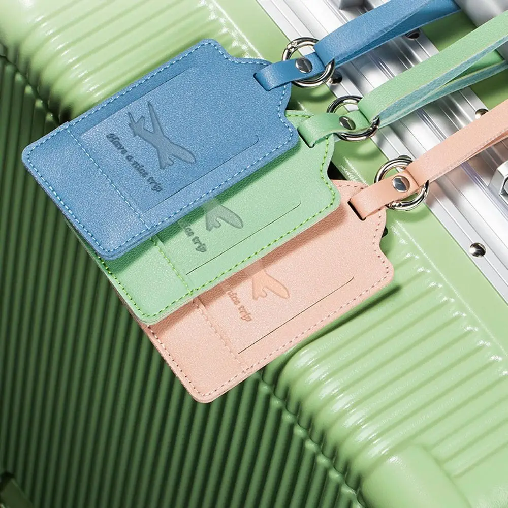 New Portable Luggage Tags PU Leather Durable Baggage Boarding Bag Tag Anti Loss Creative Travel Accessories Women
