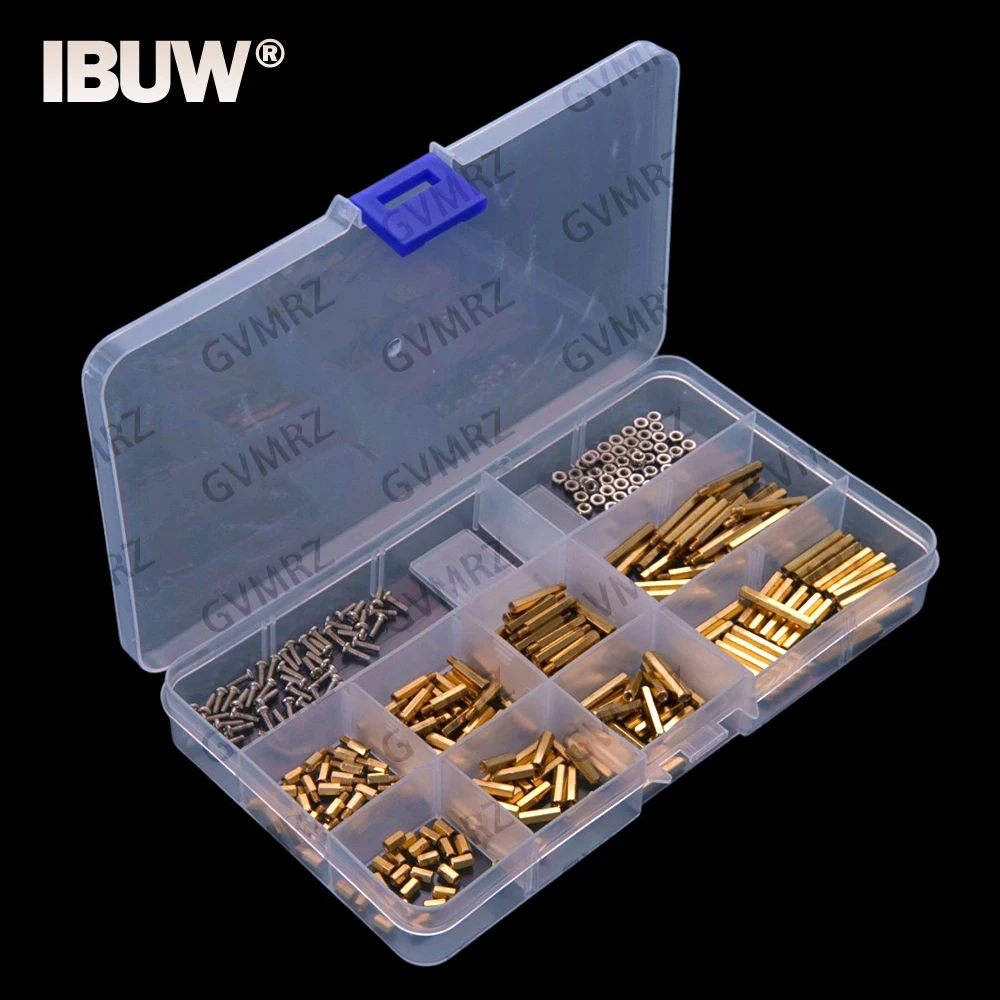300pcs M2 Thread Pillar Long 6mm with PCB Motherboard Screws Hex Nuts Assortment Kit Brass Standoff Spacer Male Female