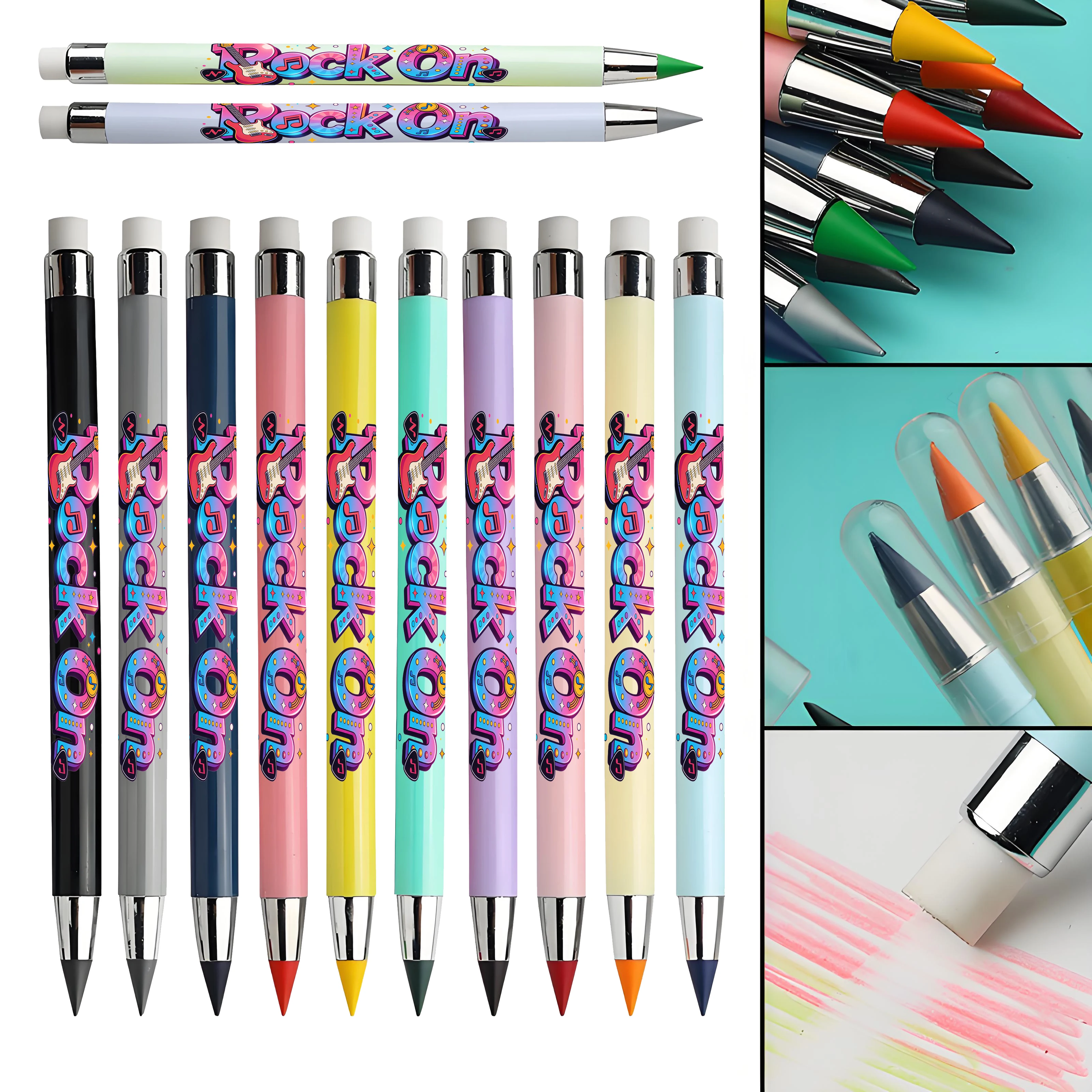 12 pezzi modello a tema musicale matita eterna colore macaron matita difficile da rompere matita per schizzi per studenti.