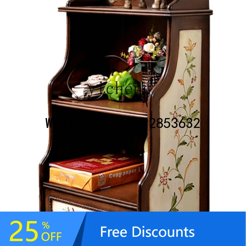 American Country Bookcase Solid Wood Painted Household Living Room Storage Storage Cabinet