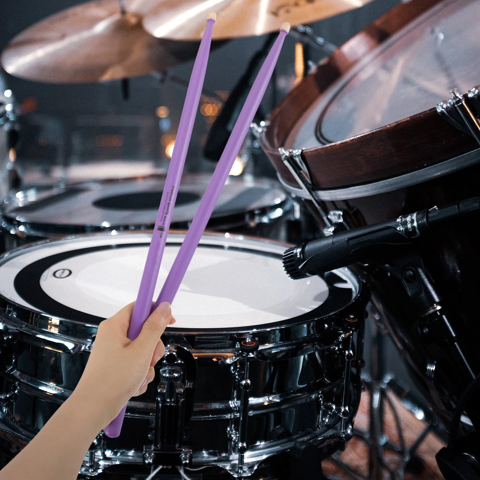 

2 Pairs Tambourine Maple Sticks Fitness Practice Pad Drumming Purple Kids Drumsticks