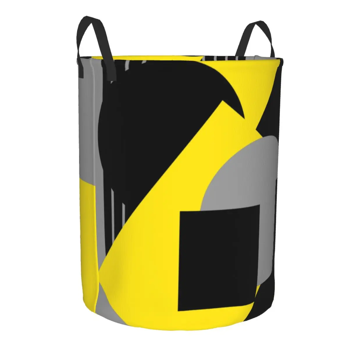 Geometrical Abstract Art Deco Mash-Up Gray Yellow Laundry Hamper Large Storage Basket Modern Art Patterns Girls Boys Toy