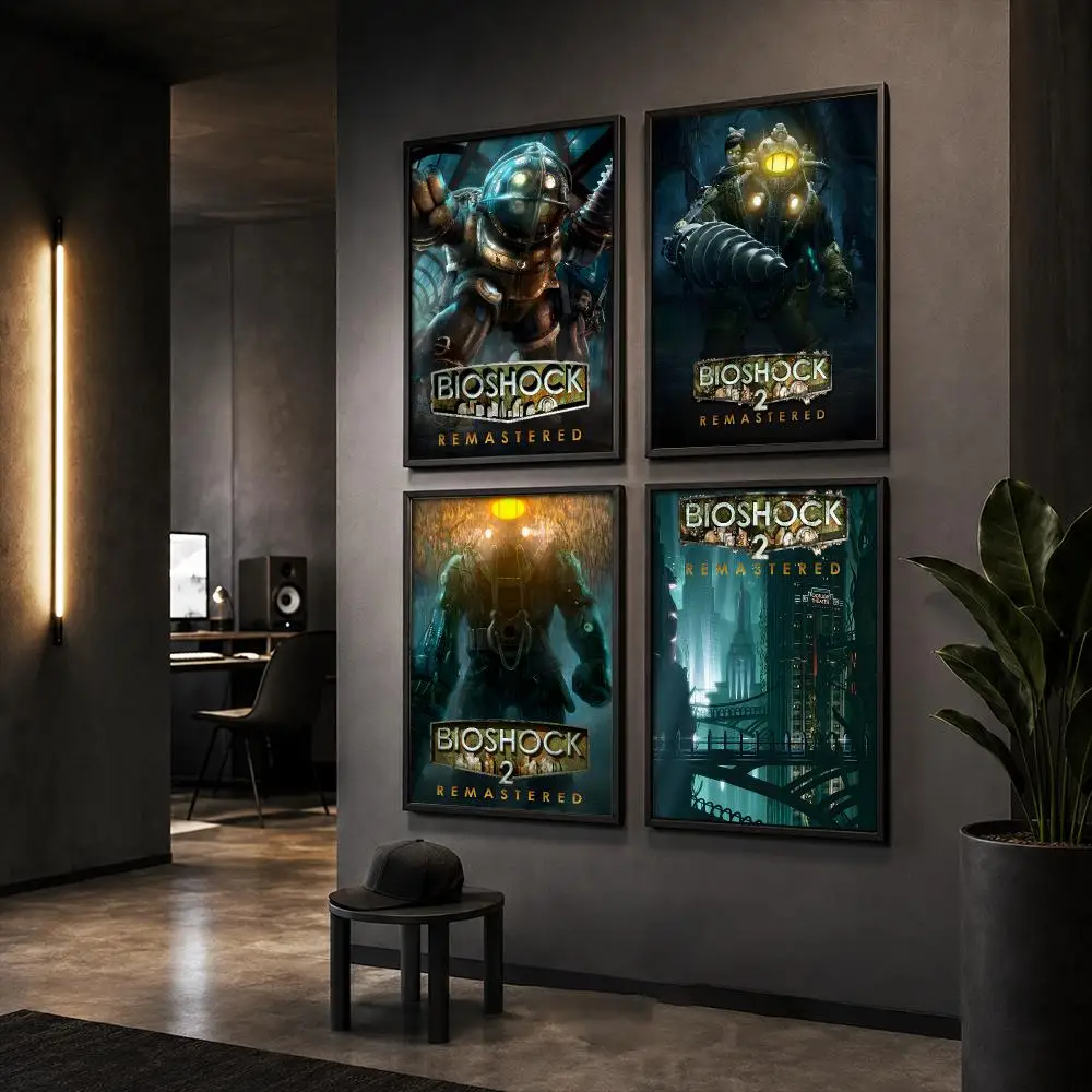 Action Horror Video Game B-BioShock Poster Wall Art Print Sticker for Bedroom Living Room Dorm Office Modern Home Decor