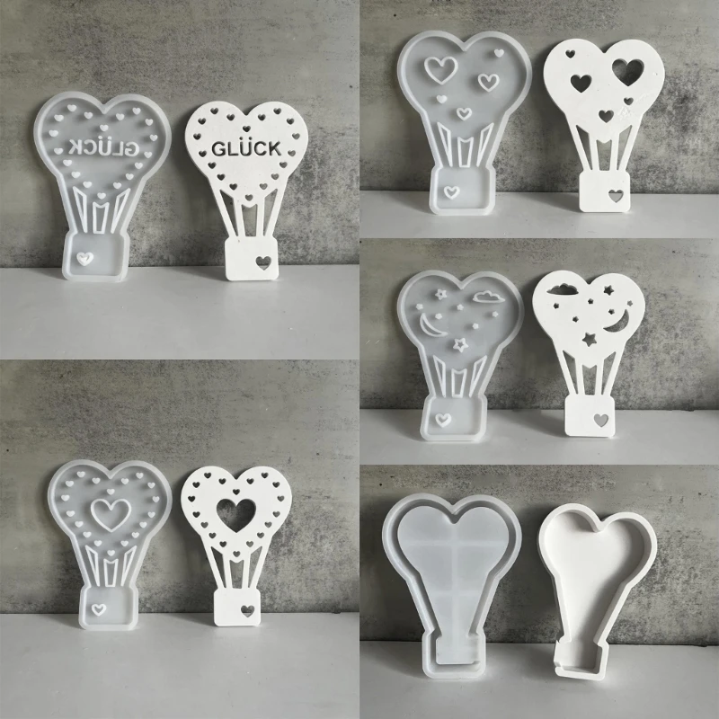 Hot Air Balloon Figurine Ornament Mould Silicone Mold for Home Decorations with Soft LED Lighting Jewelry Accessories