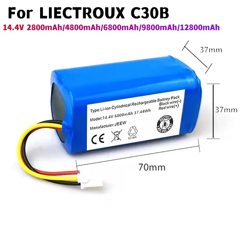 

(For C30B) 14.4v 9800mAh 100% New Original Battery for LIECTROUX C30B Robot Vacuum Cleaner 6800mAh Lithium Cell 1 Part/package