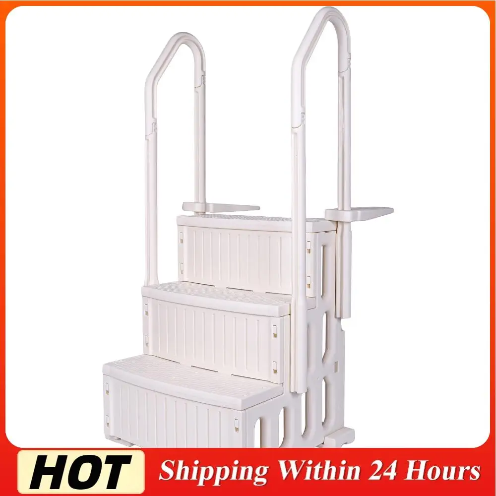 

Усиленная противоскользящая лестница для наземного бассейна с двойными поручнями, легкая, безопасная система входа с ручками-поручнями