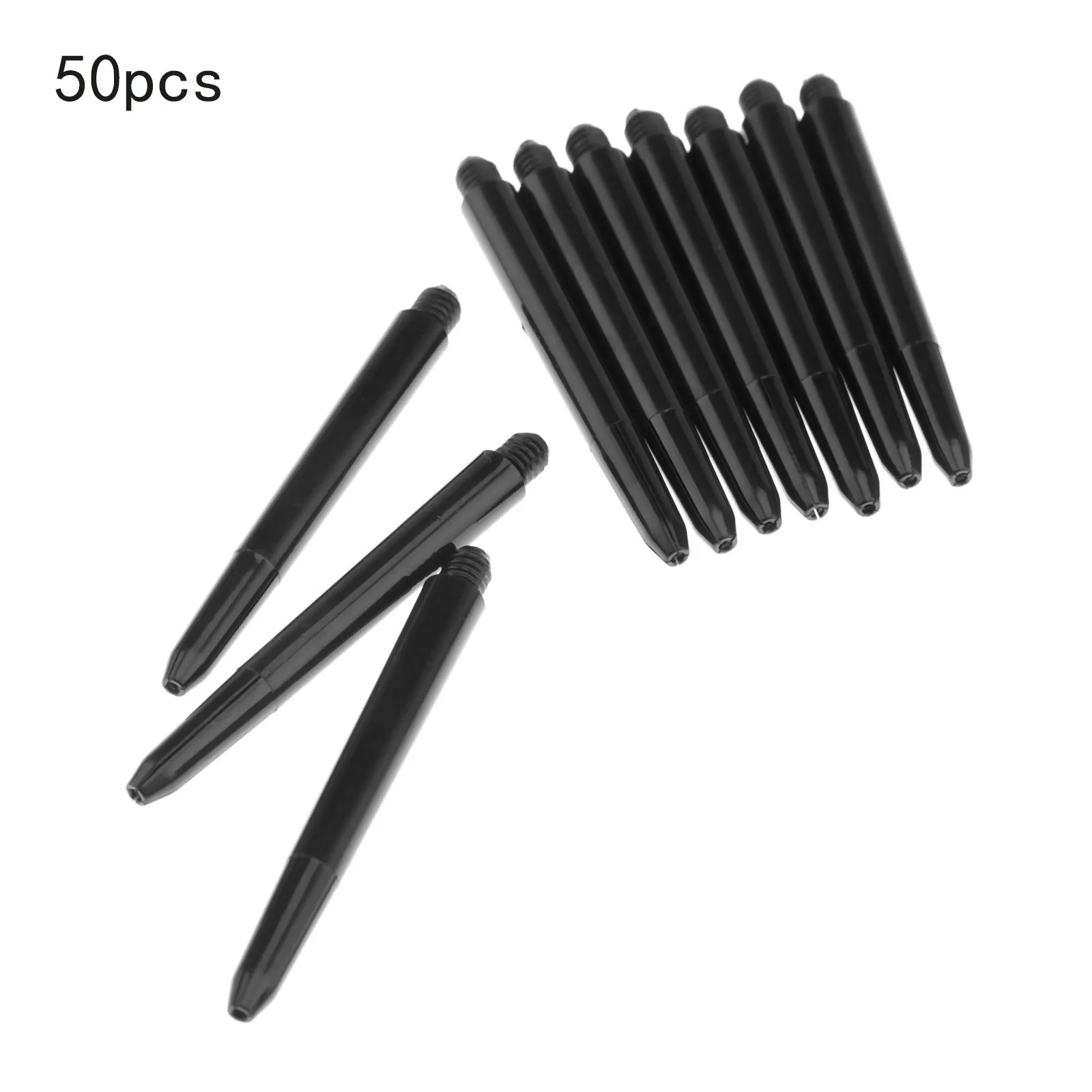 gohantee 50Pcs of Nylon Dart Shafts Stems Medium Length 48mm 2BA Screw Thread Durable Dart Rod Darts Accessories Set Black Color