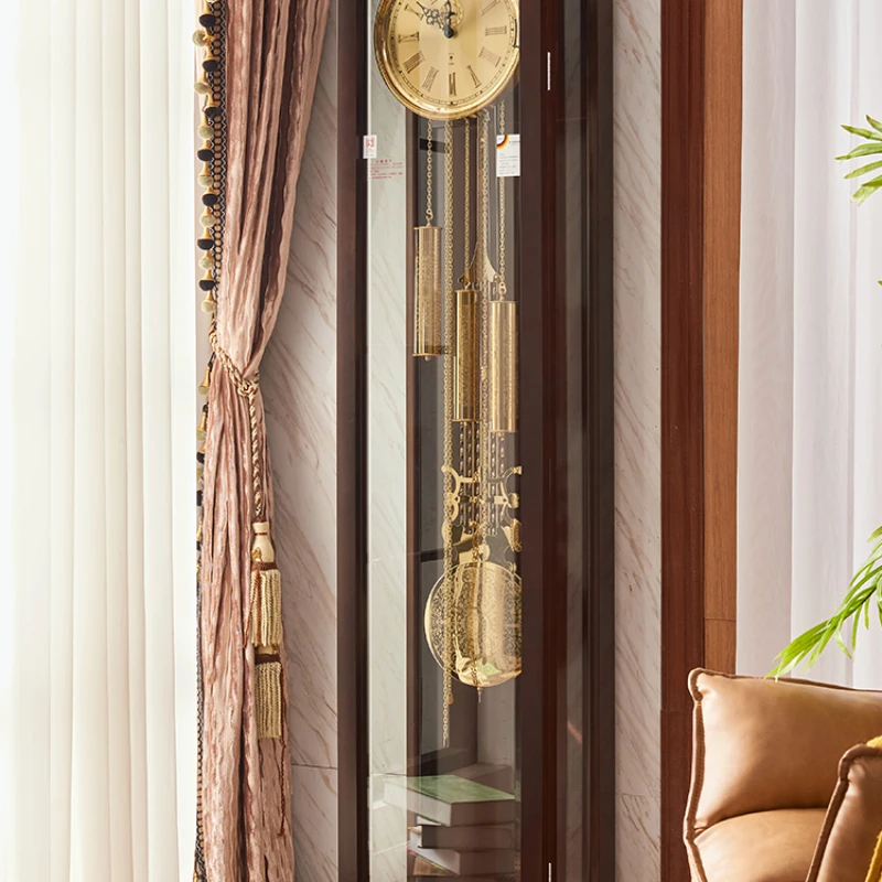 

New Chinese villa floor clock European retro big pendulum clock living room mechanical clocks modern and simple.