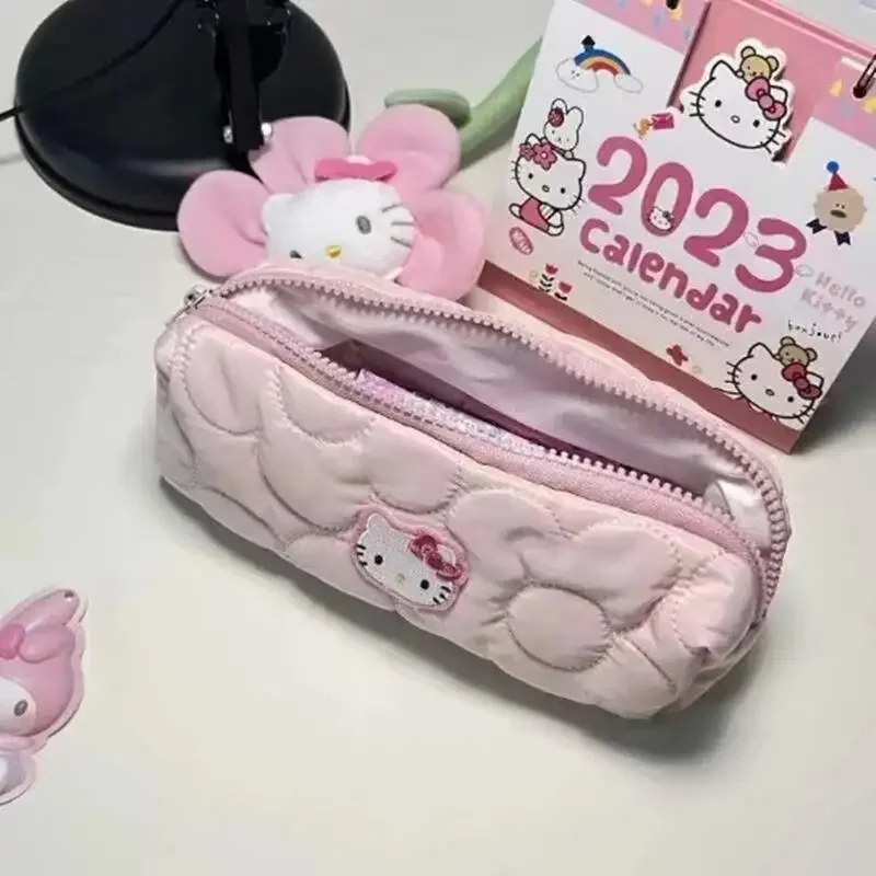 Sanrio Hello Kitty Pencil Case Anime Cartoon Cute Pink Bubbles Girl&Child Student School Supplies Soft Kawaii Holiday Gifts