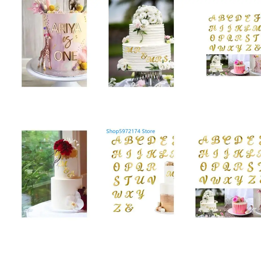 Y3NB Gold Acrylic Cake Toppers with Letter for Cake Decorations Wedding Parties