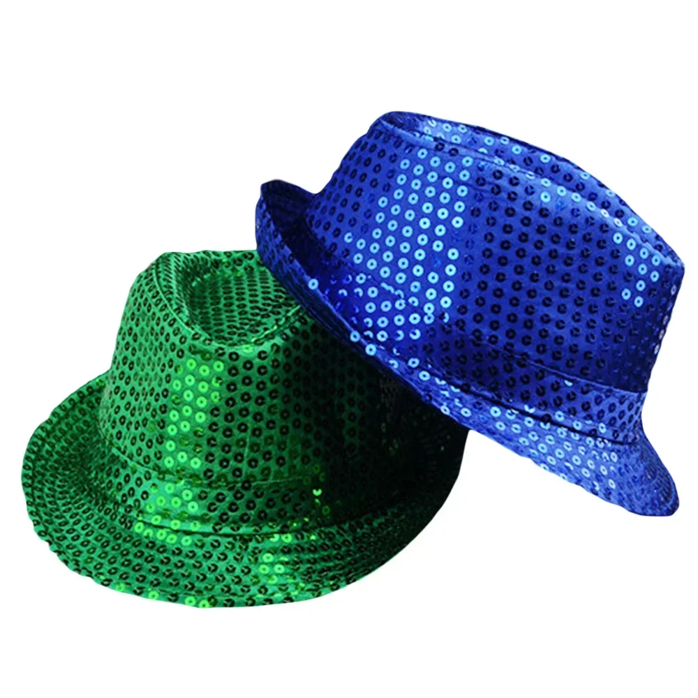 1 PC Jazz Hat Glitter Sequin Cosplay Prop Performance Costume Hip Hop Singer Women Men Glitter Beaded Hat Dance Performance view 6
