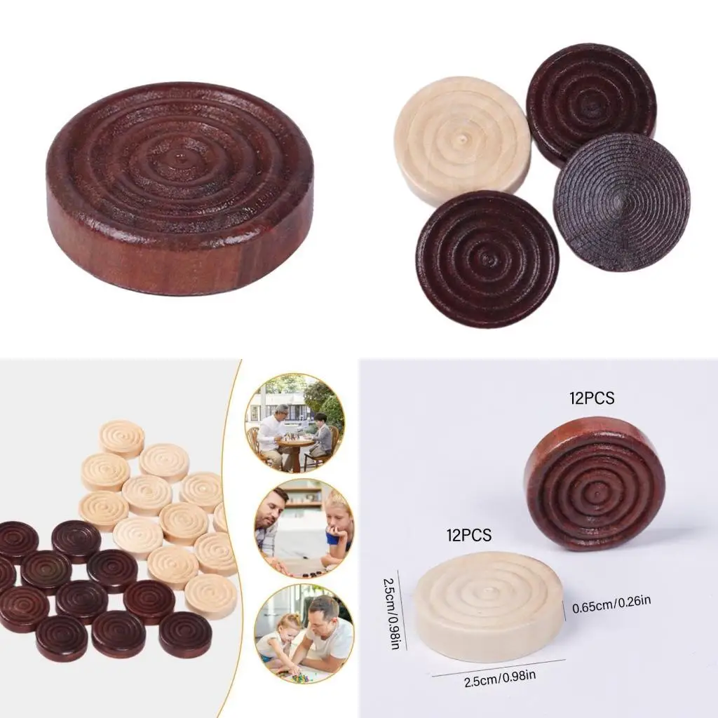 

R6FE 24Pcs Stackable Backgammon Chess Pieces Draughts Pieces Checker Drafts Pieces Replacements Checker Draughts Set