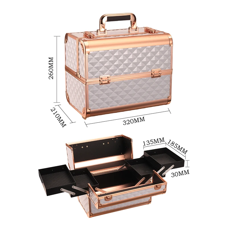 New multifunctional makeup case with professional large capacity embroidered cosmetics nail art hand-held storage makeup bag
