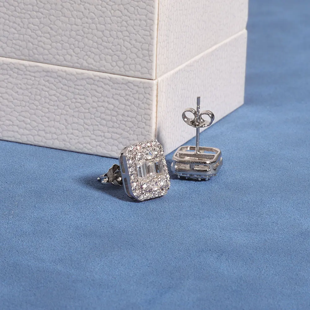 ICEBLING GRA VVS Orecchini rettangolari Taglio smeraldo Moissanite Diamante Orecchini in argento 925 per gioielli di fidanzamento da donna